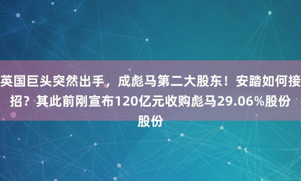英国巨头突然出手，成彪马第二大股东！安踏如何接招？其此前刚宣布120亿元收购彪马29.06%股份