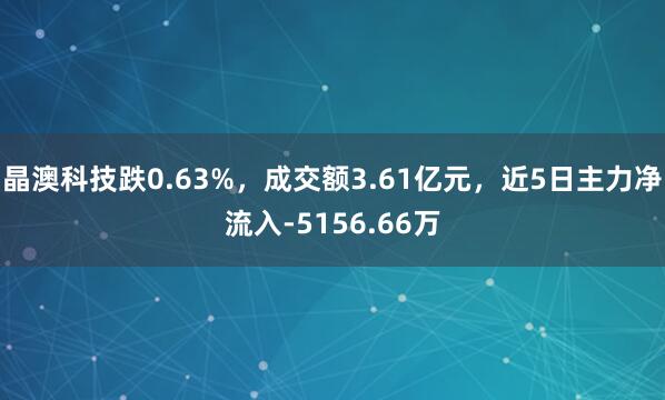 晶澳科技跌0.63%，成交额3.61亿元，近5日主力净流入-5156.66万