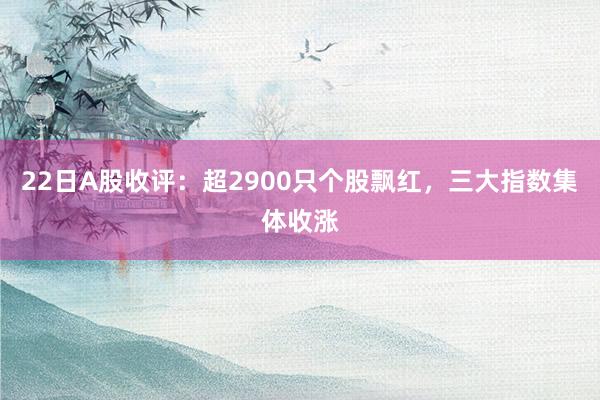 22日A股收评：超2900只个股飘红，三大指数集体收涨