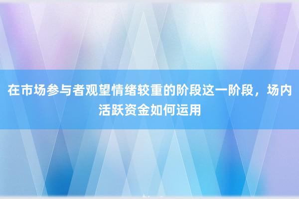 在市场参与者观望情绪较重的阶段这一阶段，场内活跃资金如何运用