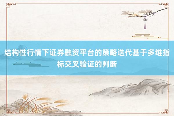 结构性行情下证券融资平台的策略迭代基于多维指标交叉验证的判断