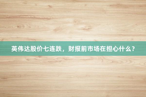 英伟达股价七连跌，财报前市场在担心什么？